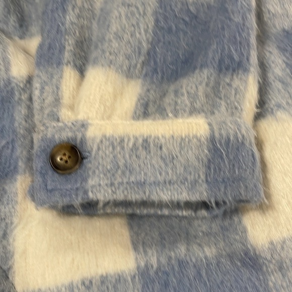 KOOLABURRA by UGG NWT XXL Midi Coat Dusty Sky Blue Plaid Removable Sherpa Collar - Picture 15 of 16